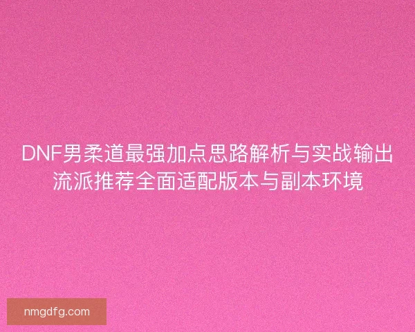 DNF男柔道最强加点思路解析与实战输出流派推荐全面适配版本与副本环境
